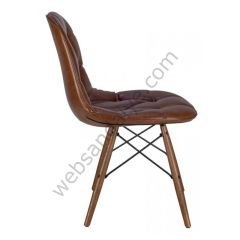 Eames Kapitone Ahşap Sandalye Kahve Kahve