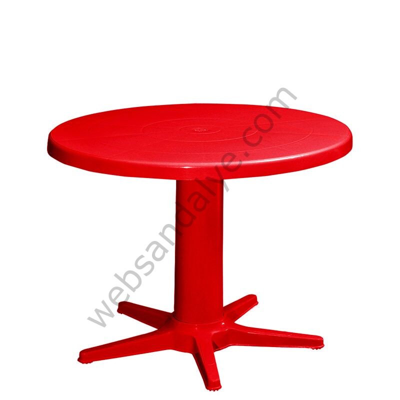 Ftiotis Yuvarlak Plastik Masa 85x85 Kırmızı