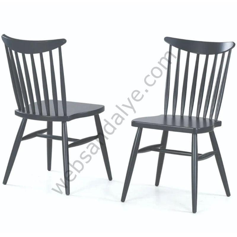 Gerona Siyah Mat Lake Ahşap Sandalye