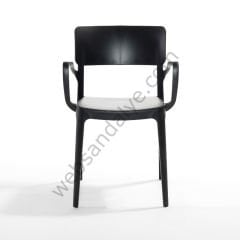 Rick Kollu Plastik Sandalye Siyah