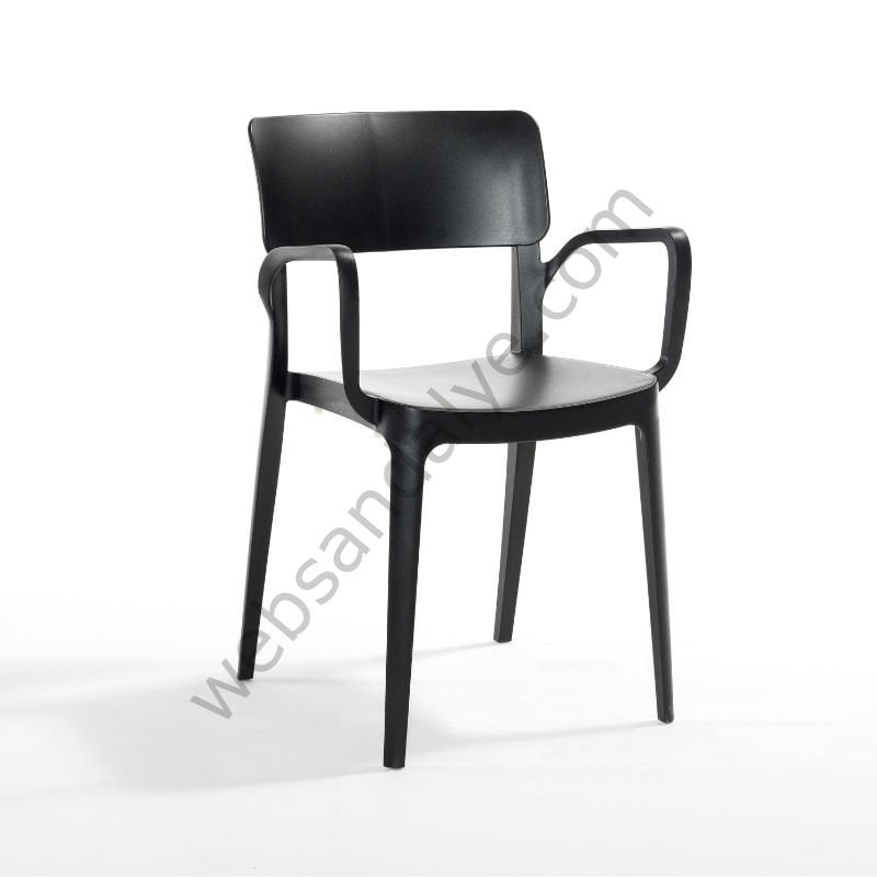 Rick Kollu Plastik Sandalye Siyah