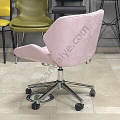 Roz Çalışma Koltuğu Pembe - Krom Ayak