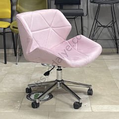 Roz Çalışma Koltuğu Pembe - Krom Ayak