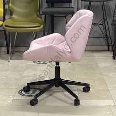 Roz Çalışma Koltuğu Pembe - Siyah Boyalı Ayak