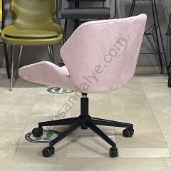 Roz Çalışma Koltuğu Pembe - Siyah Boyalı Ayak