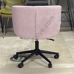 Roz Çalışma Koltuğu Pembe - Siyah Boyalı Ayak
