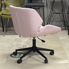 Roz Çalışma Koltuğu Pembe - Siyah Boyalı Ayak