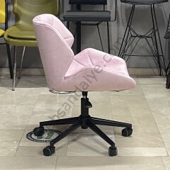Roz Çalışma Koltuğu Pembe - Siyah Boyalı Ayak
