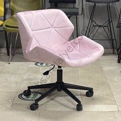 Roz Çalışma Koltuğu Pembe - Siyah Boyalı Ayak