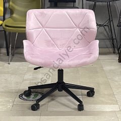 Roz Çalışma Koltuğu Pembe - Siyah Boyalı Ayak