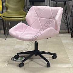 Roz Çalışma Koltuğu Pembe - Siyah Boyalı Ayak