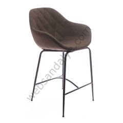 Arfa Desenli Metal Ayak  Bar Sandalyesi Kahve Keten - 75 CM