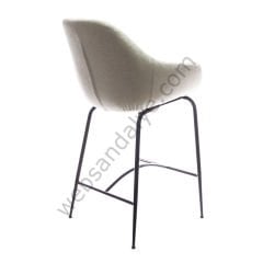 Arfa Desenli Metal Ayak  Bar Sandalyesi Krem Keten - 75 CM
