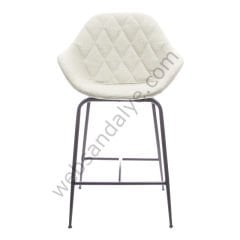 Arfa Desenli Metal Ayak  Bar Sandalyesi Krem Keten - 75 CM