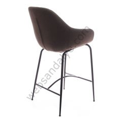 Arfa Desenli Metal Ayak  Bar Sandalyesi Kahve Keten - 65 CM