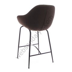 Arfa Desenli Metal Ayak  Bar Sandalyesi Kahve Keten - 65 CM