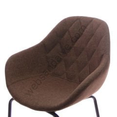 Arfa Desenli Metal Ayak  Bar Sandalyesi Kahve Keten - 65 CM