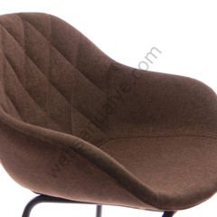 Arfa Desenli Metal Ayak  Bar Sandalyesi Kahve Keten - 65 CM