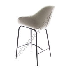 Arfa Desenli Metal Ayak  Bar Sandalyesi Krem Keten - 65 CM