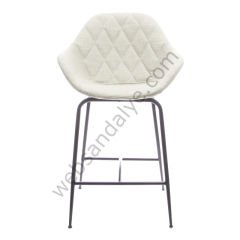 Arfa Desenli Metal Ayak  Bar Sandalyesi Krem Keten - 65 CM