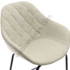Arfa Desenli Metal Ayak  Bar Sandalyesi Krem Keten - 65 CM