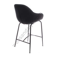 Arfa Desenli Metal Ayak  Bar Sandalyesi Siyah Keten - 75 CM