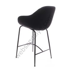 Arfa Desenli Metal Ayak  Bar Sandalyesi Siyah Keten - 65 CM