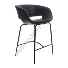 Sude Metal Ayaklı Bar Sandalyesi Siyah Deri - 75 CM