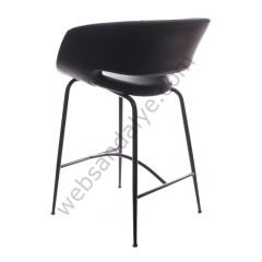Sude Metal Ayaklı Bar Sandalyesi Siyah Deri - 75 CM