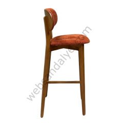 Aur Ahşap Bar Sandalyesi Turuncu - 75 CM