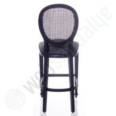 Panama Siyah Hasırlı Bar Sandalyesi Gri Kumaş
