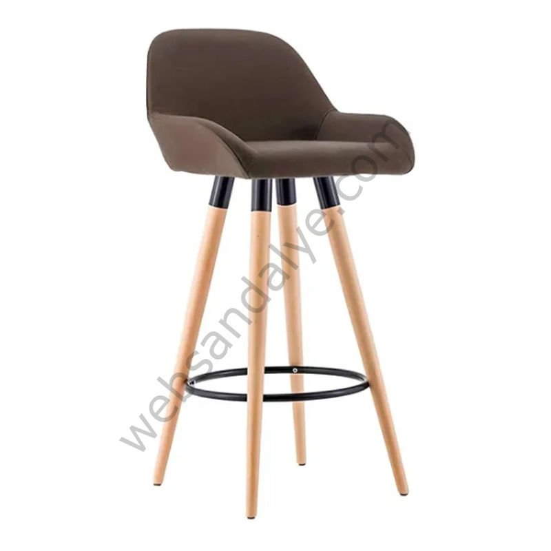 WS Ahşap Ayak Bar Sandalyesi 75 cm - Kahve