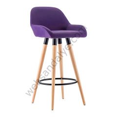 WS Ahşap Ayak Bar Sandalyesi 75 cm - Mor