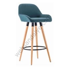 WS Ahşap Ayak Bar Sandalyesi 75 cm - Turkuaz
