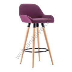 WS Ahşap Ayak Bar Sandalyesi Fuşya - 65 cm