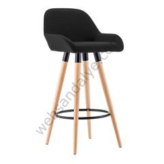 WS Ahşap Ayak Bar Sandalyesi Siyah - 65 cm