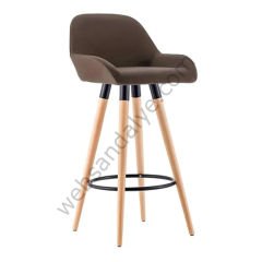 WS Ahşap Ayak Bar Sandalyesi Kahve - 65 cm