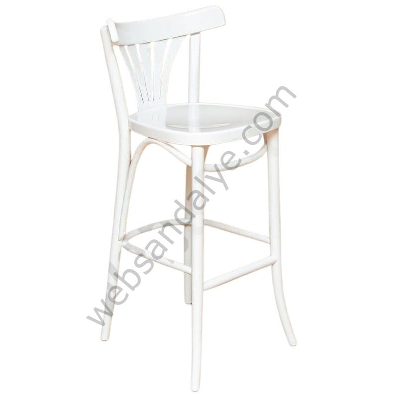 Aksen Thonet Ahşap Bar Sandalyesi Beyaz