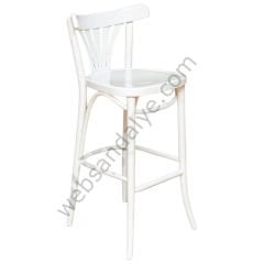 Aksen Thonet Ahşap Bar Sandalyesi Beyaz