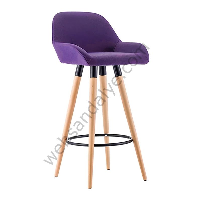 WS Ahşap Ayak Bar Sandalyesi Mor - 65 cm