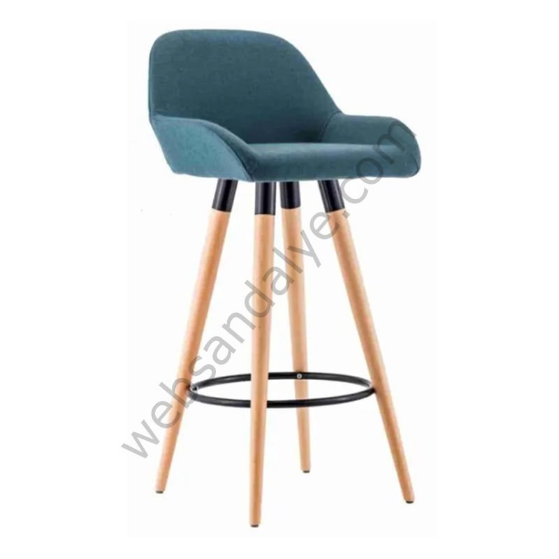 WS Ahşap Ayak Bar Sandalyesi Turkuaz - 65 cm