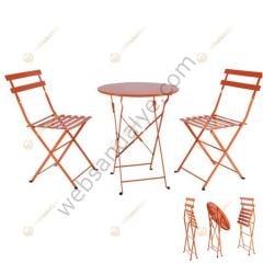 Side Katlanır Ferforje Masa Sandalye Seti