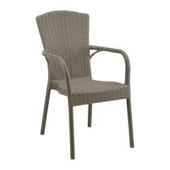 Royal PP Rattan Desenli Plastik Sandalye Gri