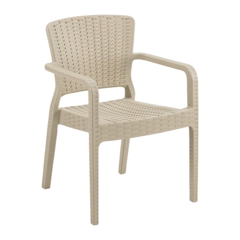 Julia Plastik Rattan Sandalye Bej