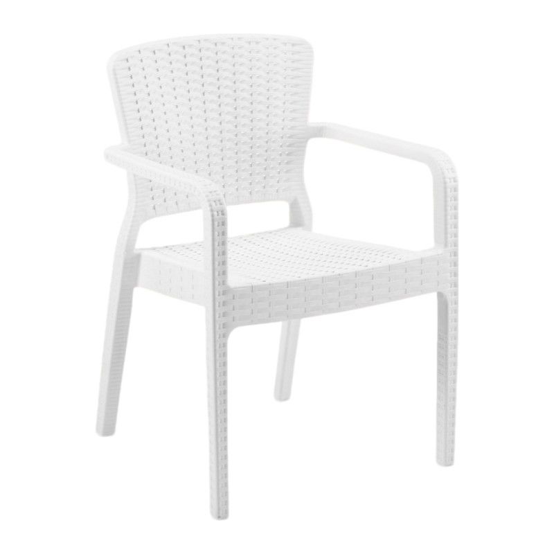 Julia Plastik Rattan Sandalye Beyaz