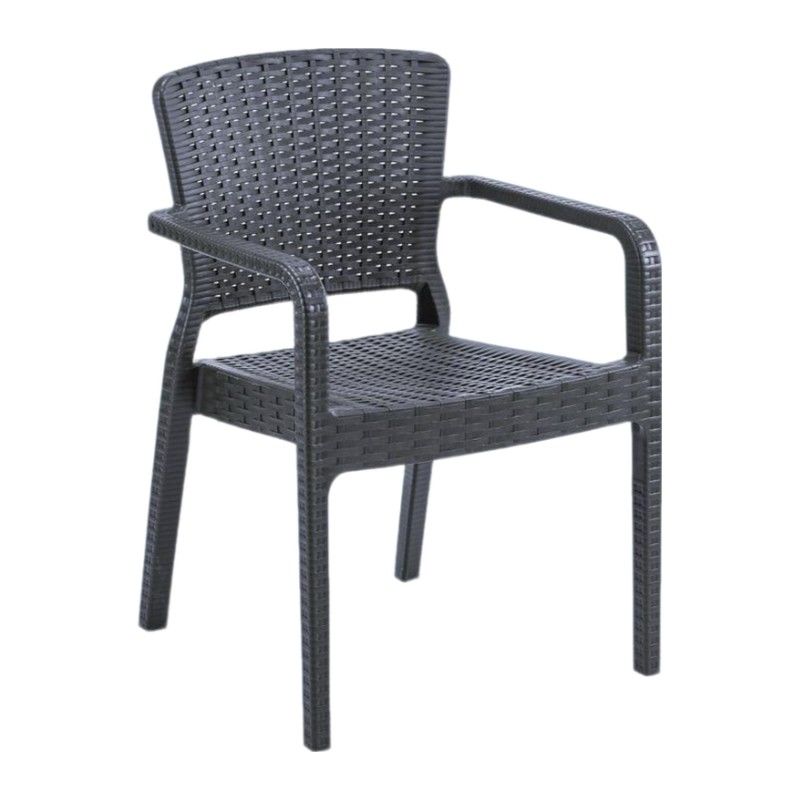 Julia Plastik Rattan Sandalye Antrasit