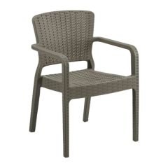 Julia Plastik Rattan Sandalye Gri