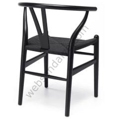 Truva Hasırlı Ahşap Sandalye Siyah