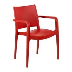 Asosa Kollu Plastik Sandalye Kırmızı