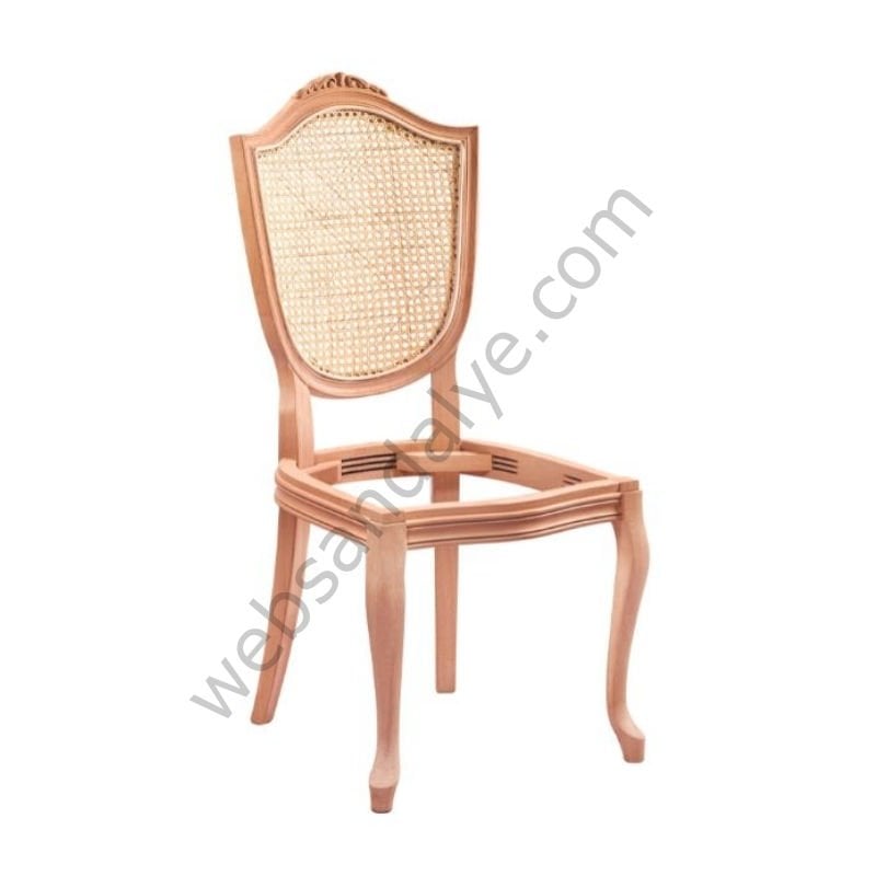 Utah Hasırlı Oymalı Ham Ahşap Sandalye